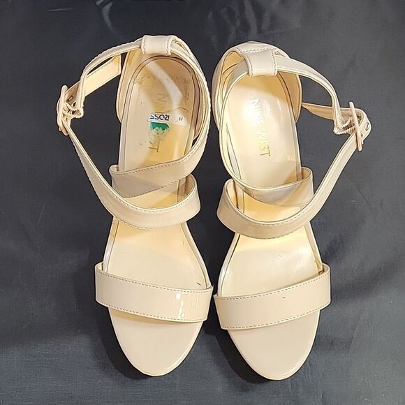 NINE WEST OPEN TOE THREE ADJUSTABLE BUCKLE ANKLE STRAP WOMEN"S SANDAL - Picture 4 of 13